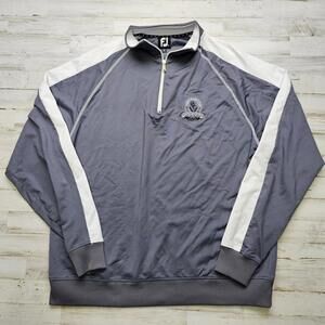 Footjoy Golf Jacket 1/4 Zip Pullover Mens L Oberlin Golf Club Ohio Gray/White